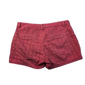 Garnet Hill Sz 6 Pink Eyelet Lace Cotton Chino Shorts Pockets Summer coquette